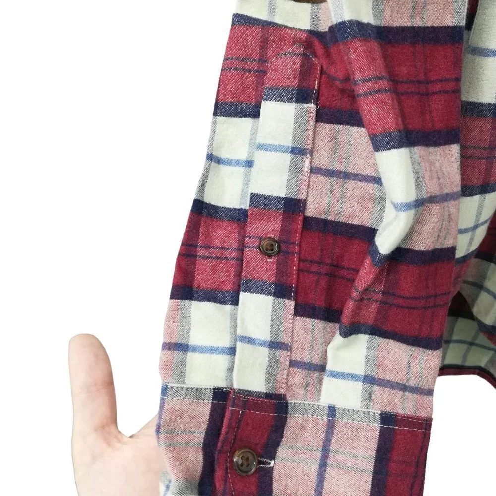 J Crew Flannel Plaid Chamois Elbow Patch Button Up Shirt Size L Red Blue Preppy